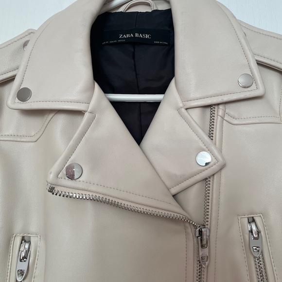Zara Cream leather jacket - Picture 4 of 7